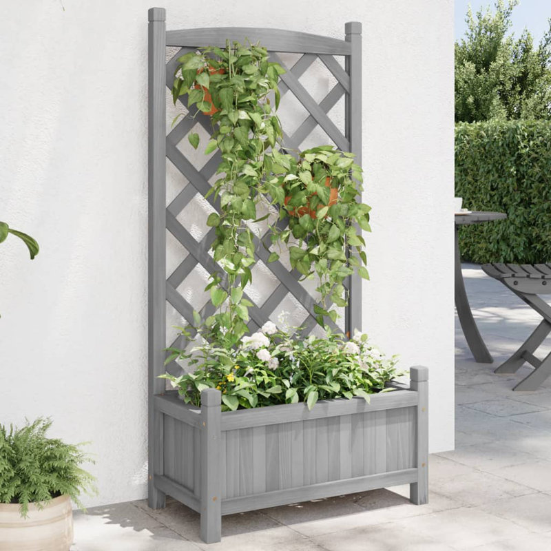 Pot à fleurs Ebern Designs, H 43,3 po x l 21,7 po x P 11,8 po, Gris