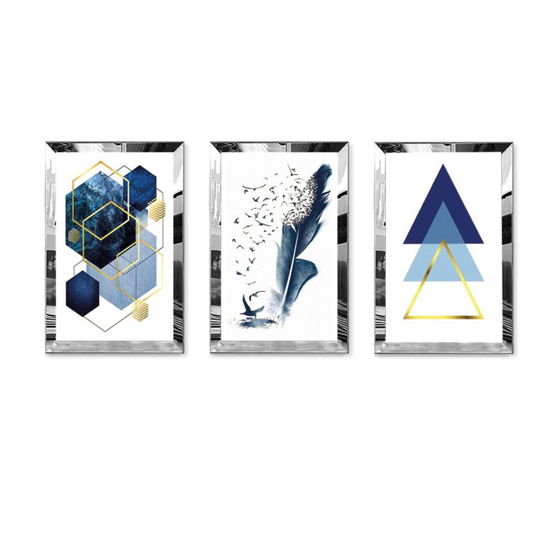 Superbe ensemble de 3 panneaux décoratifs en panneau de fibres à densité moyenne en plexiglas, 11,8 x 15,7 pouces chacun | 100% panneau de fibres à densité moyenne de 3 mm d'épaisseur et structure PLEXIGLASS durable | Art mural parfait pour le salon, la chambre à coucher et le bureau