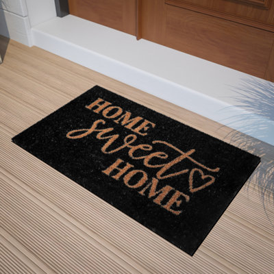 Quantasia 18 x 30 Indoor/Outdoor Coir Doormat with Home Sweet Home Message, Non-Slip Back