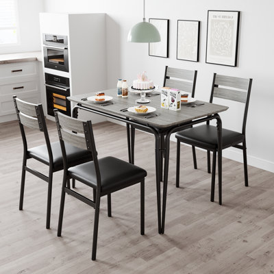 Dining Table For 4, Small Table And Chairs Set Of 4, Square Dinette Set For 4, Dinner Table Set, 5 Piece Kitchen & Dining Room Sets For Small Space