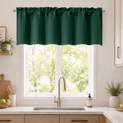 Ever Green Valance for Window, Blackout Small Kitchen Curtain for Bedroom/Living Room, Rod Pocket Privacy Short Window Treatment Valance RV Bunk Panels, 60"Wx18"L