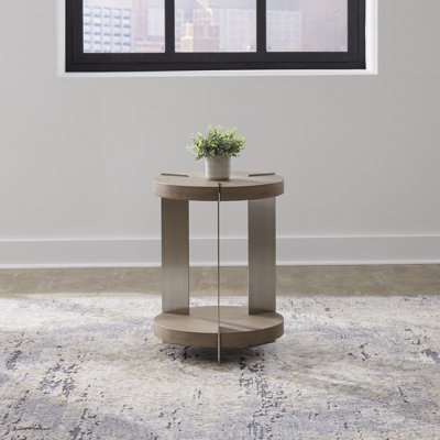 Euzelia Chairside Table w/ Metal Legs