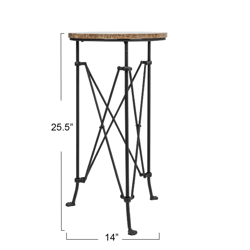 Obsidian Marble Tray Top End Table, Black, Black