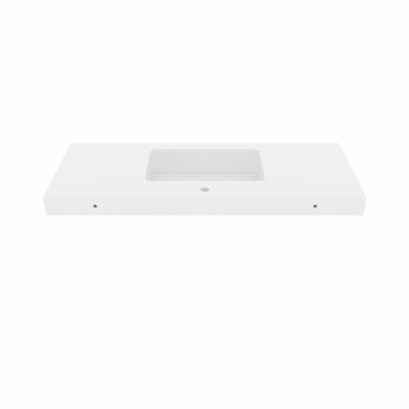 Bb0248y101h, lavabo à quartz intégré intégré, blanc brillant, robinet sans drain, design moderne et élégant, quartz, dispositif de débordement, 46,71 po de profondeur, 18,55 po de largeur, 3,23 po de hauteur, 55 lb de style contemporain blanc,