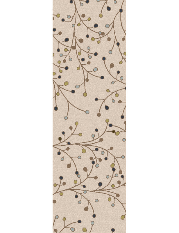Tapis beige en laine touffeté à la main Elsberry, Tapis de couloir 2 pi 6 po x 8 pi