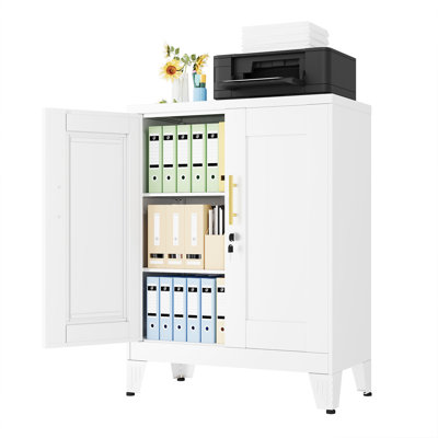 Small Metal Filing Office Storage Cabinet with 2 Doors and Lock by Inbox Zero