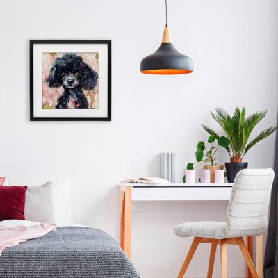 Little Black Poodle Framed Print Under Glass, design by Tina LeCour