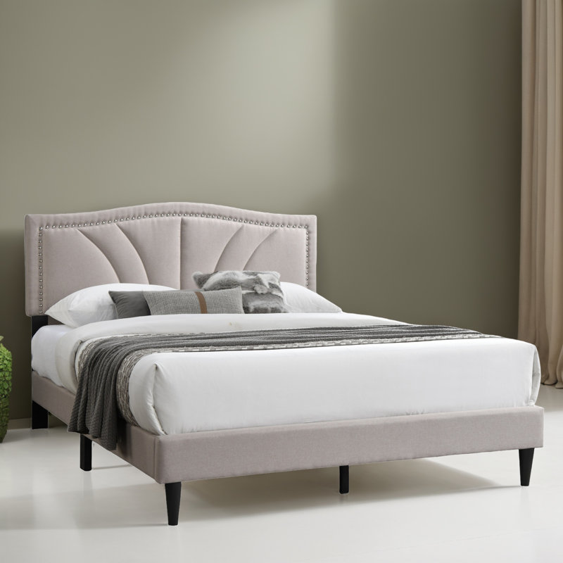 Base de lit tapissier grand format, Marron clair