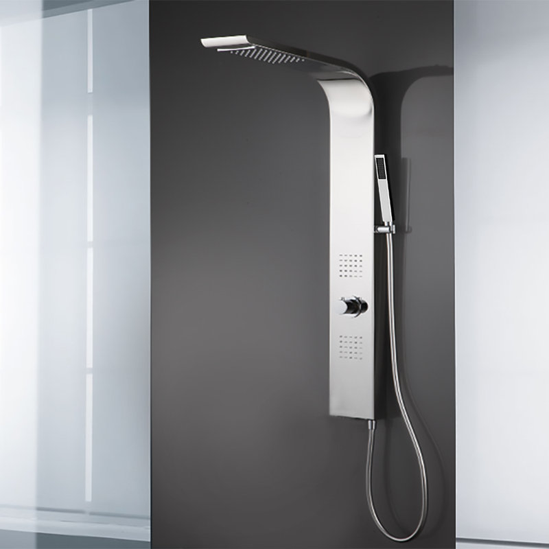 Panneau de douche 60,23 po avec pomme de douche fixe Jaida, Nickel brossé