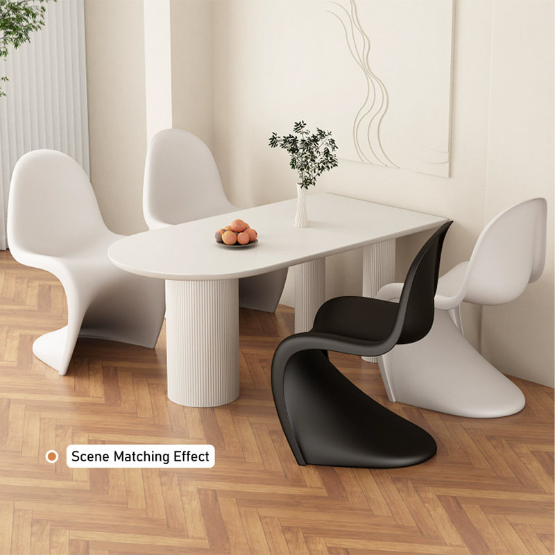 Chaise d'appoint à dossier solide en PP (ensemble de 2), Noir, noir, noir, noir