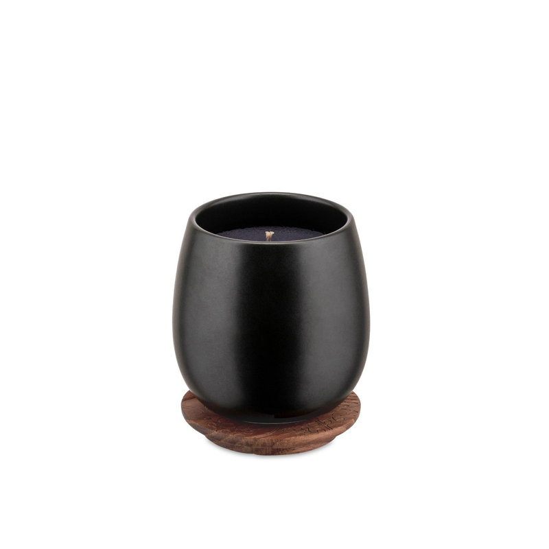 Feu Ardent 21oz Black Jar Scented Candle with Wooden Lid