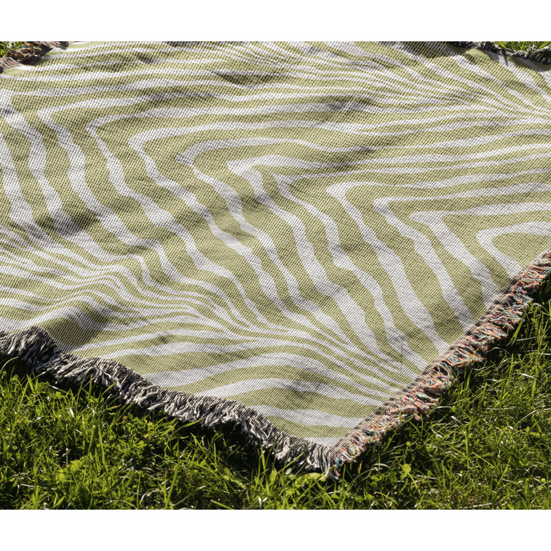 Jeté en mélange de coton à imprimé animal Zoe, L 60 po x l 60 po, Chartreuse