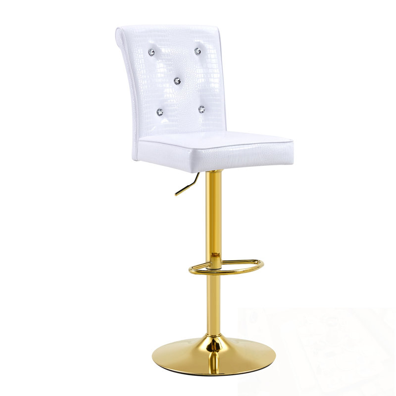 Un ensemble de 2 chaises de bar en cuir avec base robuste, Blanc