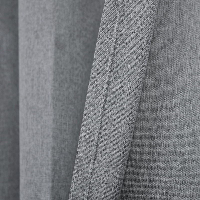 1‑Panel Linen‑Textured Blackout Door Curtain, Light Gray