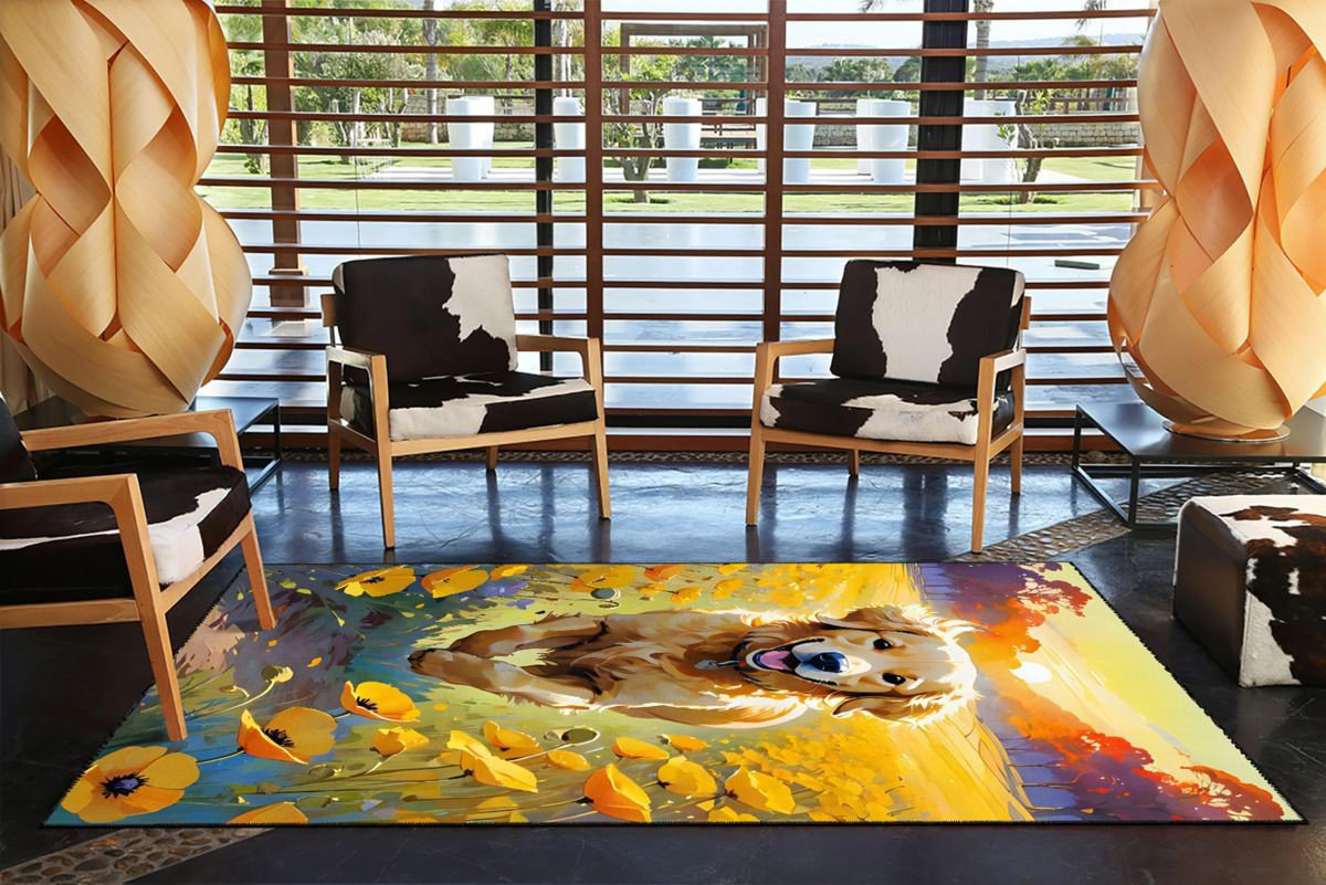 Hokku Designs Yellow Tones Running Dog Pattern Modern Decorative ...