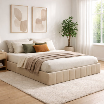 Juanetta Hydraulic Lift Up Storage Upholstered Platform Bed With Wooden Slats, Sturdy And No Noise, Easy Assembly