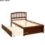 Lit plateforme simple en bois avec lit gigogne en noyer - Espace de rangement confortable et élégant-1665536384