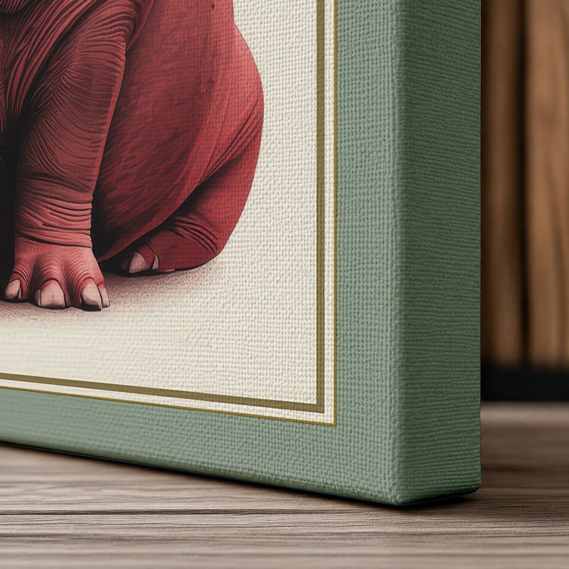 Gentle Hippo Boho - Wrapped Canvas, 18x12 - 45.7 x 30.5 cm, Sage Border