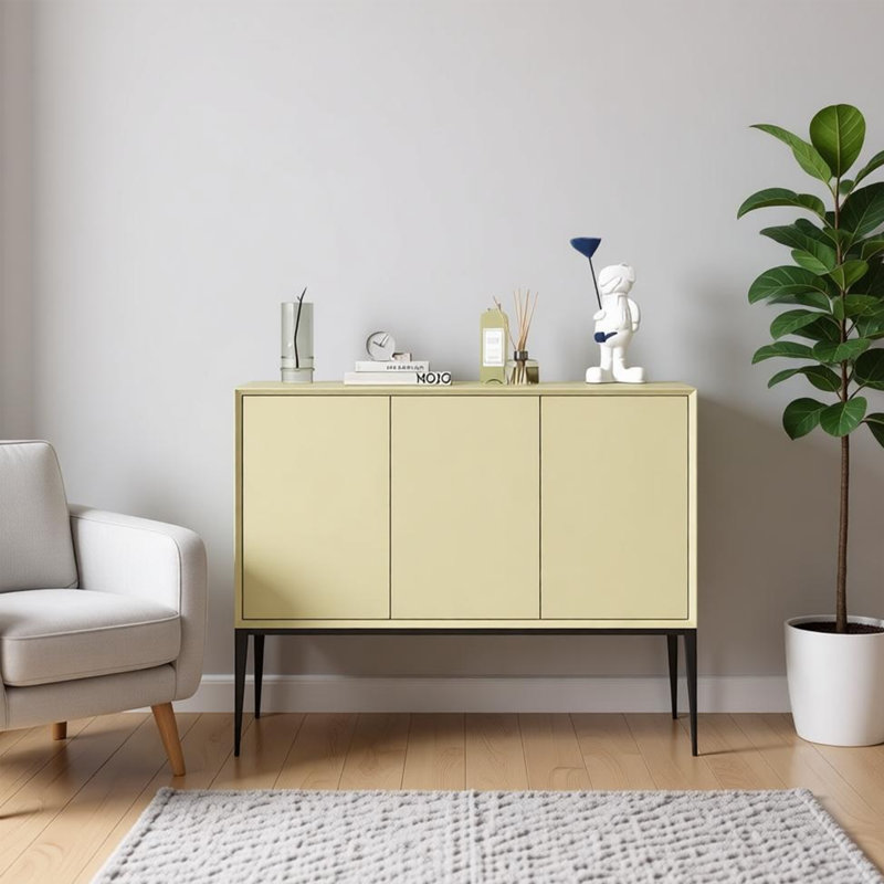 Armoire de salle à manger italienne minimaliste peinte, Noir / Jaune