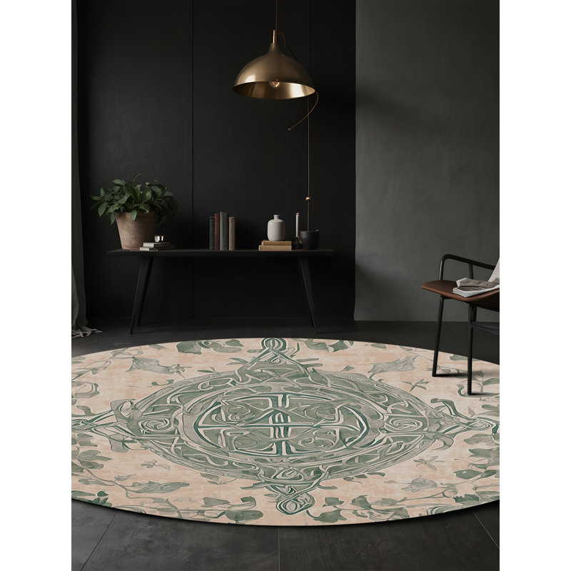 Tapis gris soyeux et moelleux, Rond 8 pi