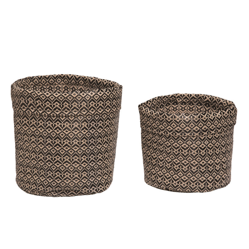 Fabric 8.2 in. Brown Spring Basket Set of 2