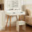 Makeup Vanity Desk With Removable Mirror And Lights, 3 Color Modes Adjustable Brightness Dressing Table, Small Vanity Table Set With 2 Drawers For Bedroom, White 31.5"