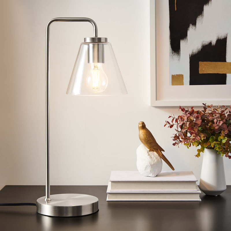 Lampe de table Element en verre par Modway, Nickel satiné