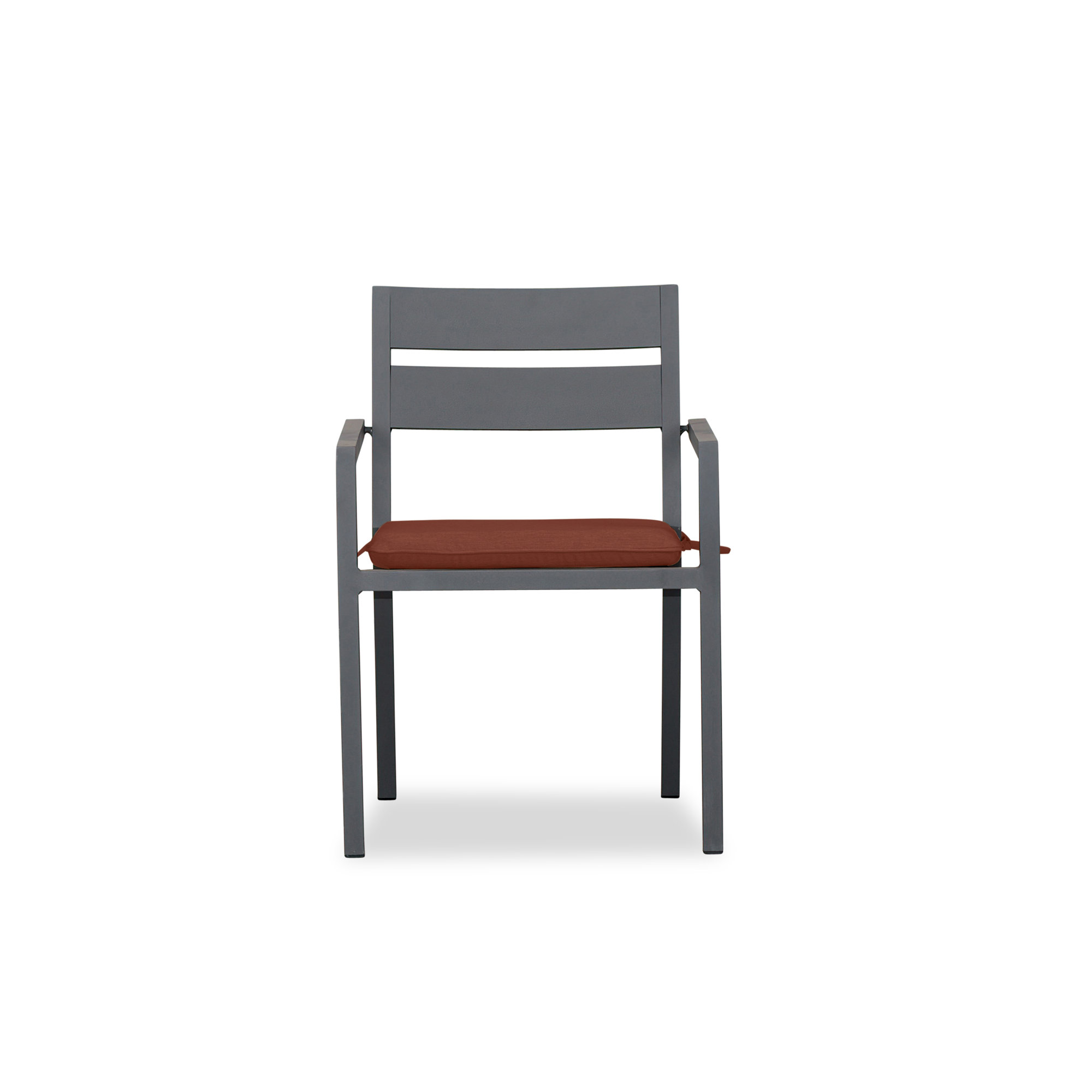 Vivant Aluminum Outdoor Dining Armchair with Cushion, Canvas Henna, Slate