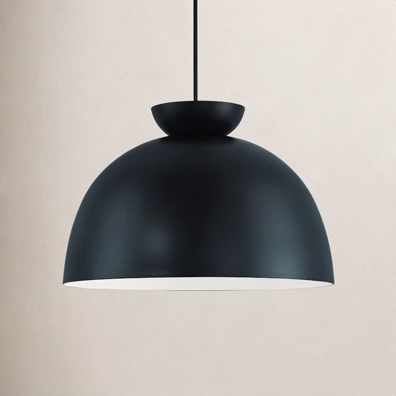 Avey Single Light Metal Pendant, 13.25" H x 20" W x 20" D, Flash Black