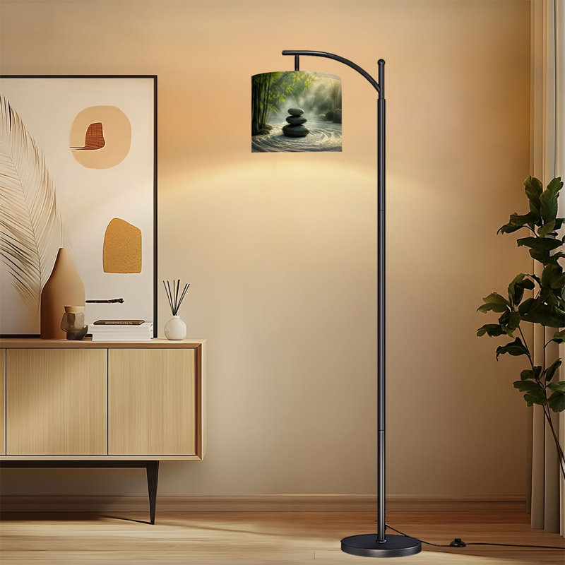 Lampe sur pied à arc avec abat-jour ajustable Lampe sur pied Zen Garden