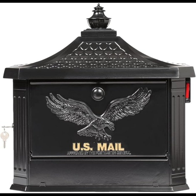 Hamilton Black Cast Aluminum Locking Post Mount Mailbox