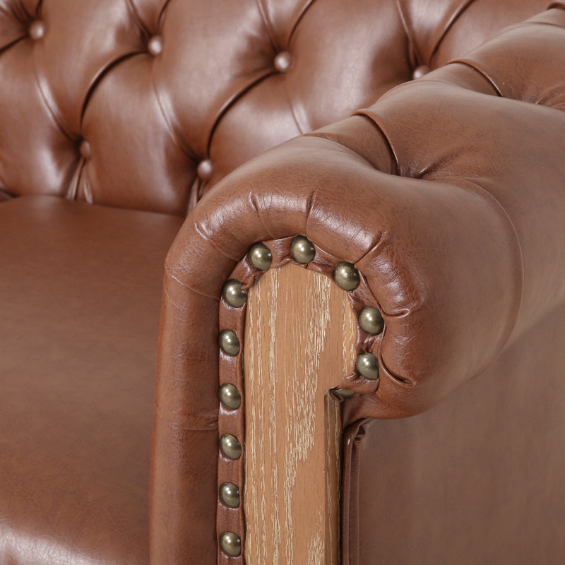 Anduin Symmetrical Corner Sectional, Left Hand Facing, Cognac Faux Leather