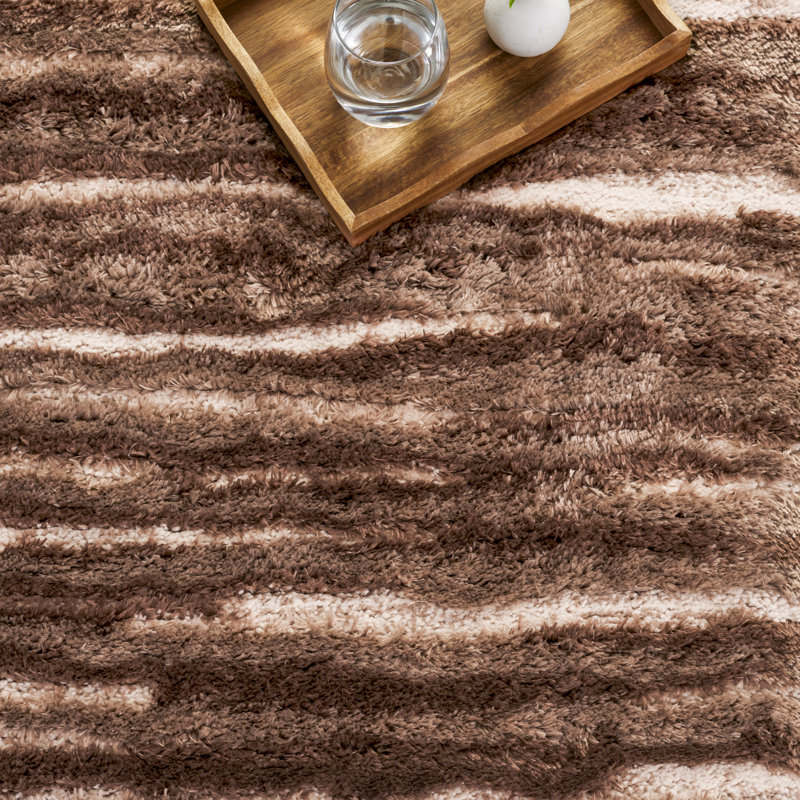 Tapis brun / ivoire Seattle Shag 908, Rectangle 5 pi 3 po x 7 pi 6 po