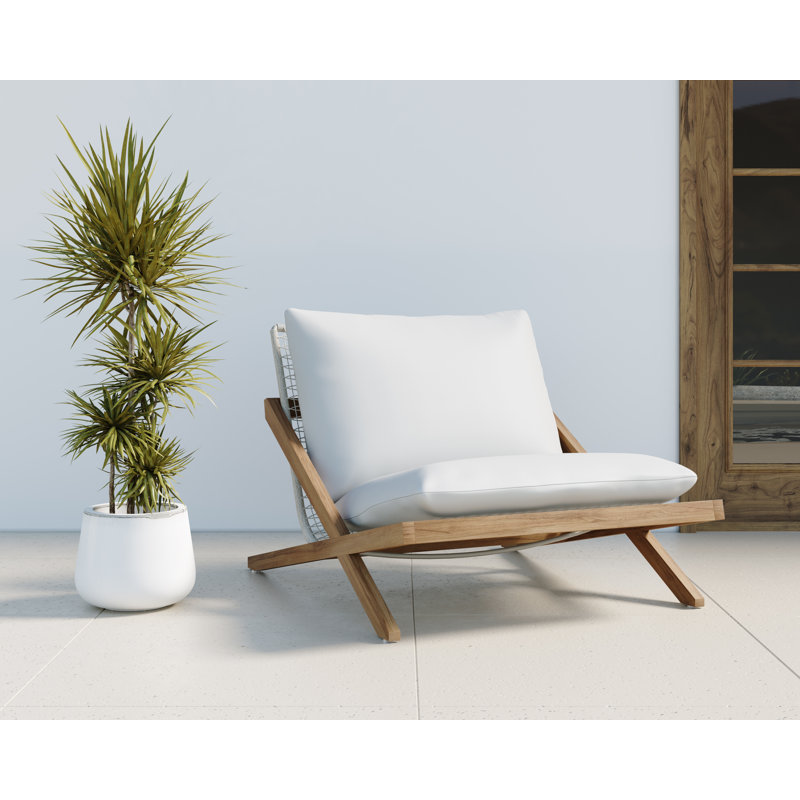 Outdoor Teak Lounge Chair, Brown, Stinson White