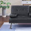 Table de salon pliable en similicuir de couleur noire avec table pliante et porte-gobelets capitonnée et rembourrée