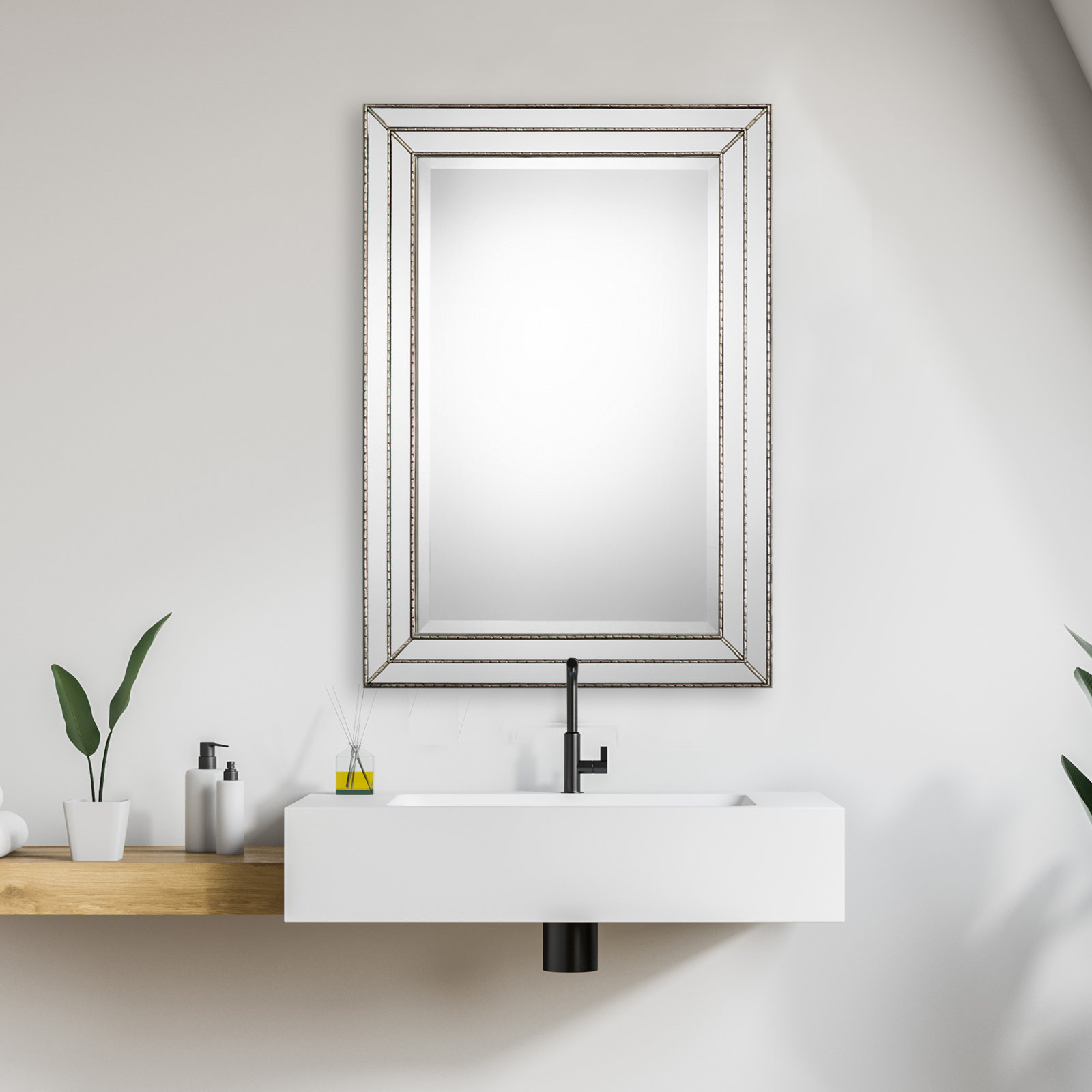 Almyra 24" Accent Mirror, Metallic Silver