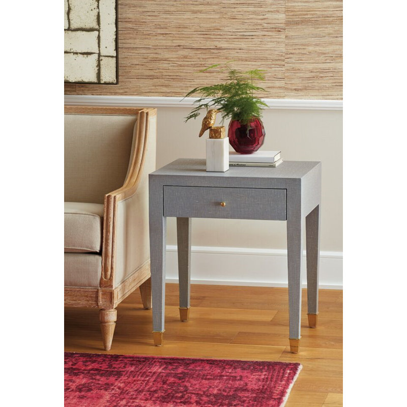 Claudette End Table, White, White