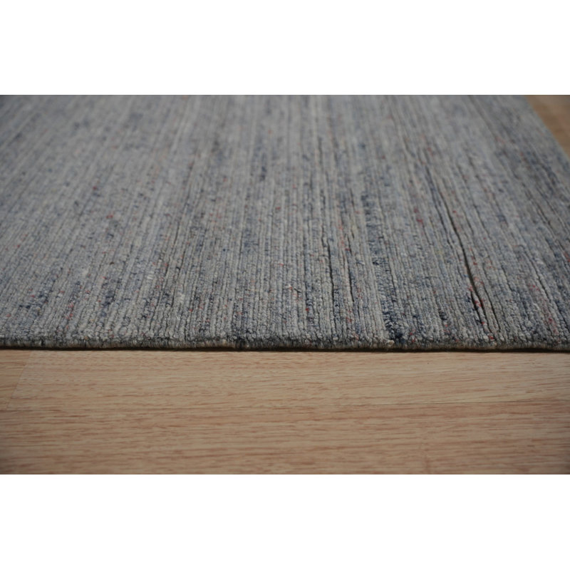 Tapis contemporain moderne abstrait en laine noué à la main bleu 3x5