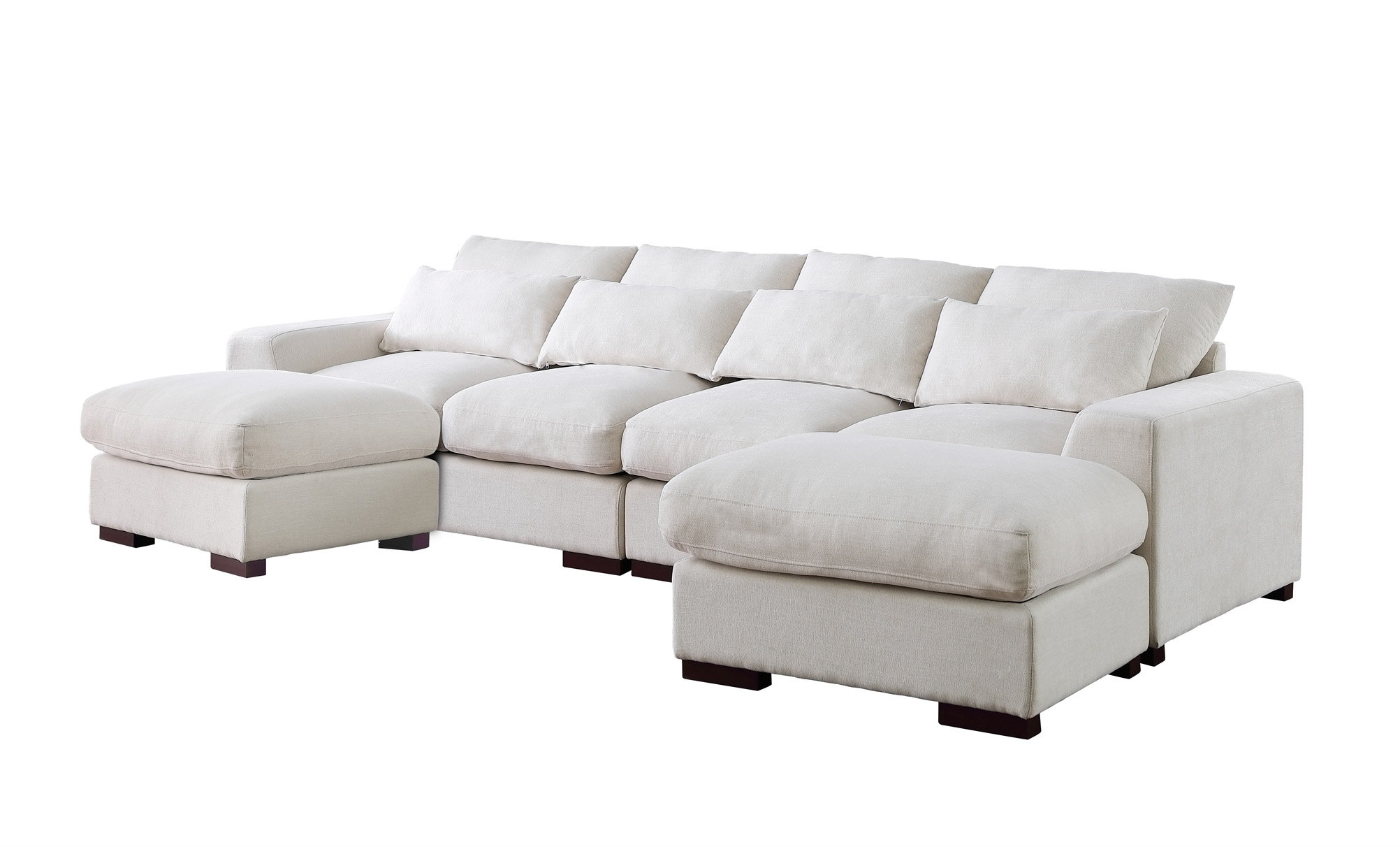 Latitude Run® Yatziri Tatman Linen Blend Sectional With 2 Ottomans