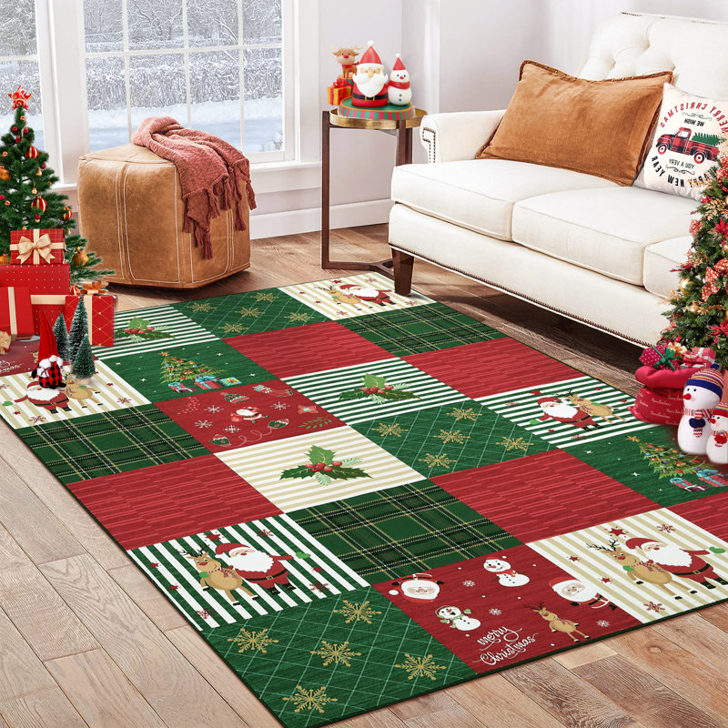 Floral Linen Area Rug, Rectangle 47.24 x 66.93 cm