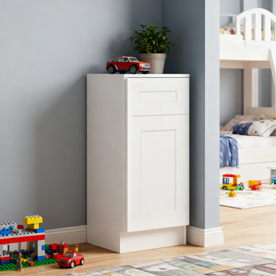 Armoire à secousse de 12 po avec porte à fermeture en douceur, tiroir, unité en bois massif peu encombrante avec tablette réglable pour la cuisine, la salle de bain, la buanderie et le garage (l 12 po x P 24 po x H 34,5 po)