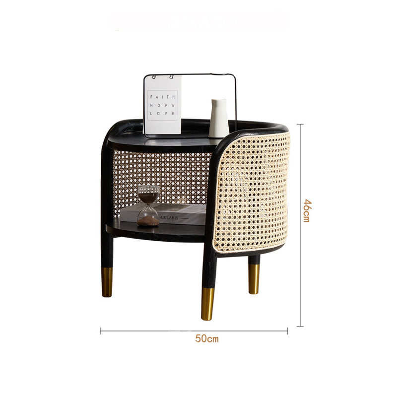 Hartland 50cm W Solid Wood Bedside Table, Black