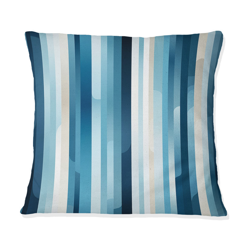 Blue Horizon Lines Striped Motif - Coussin décoratif, H 16 po x l 16 po