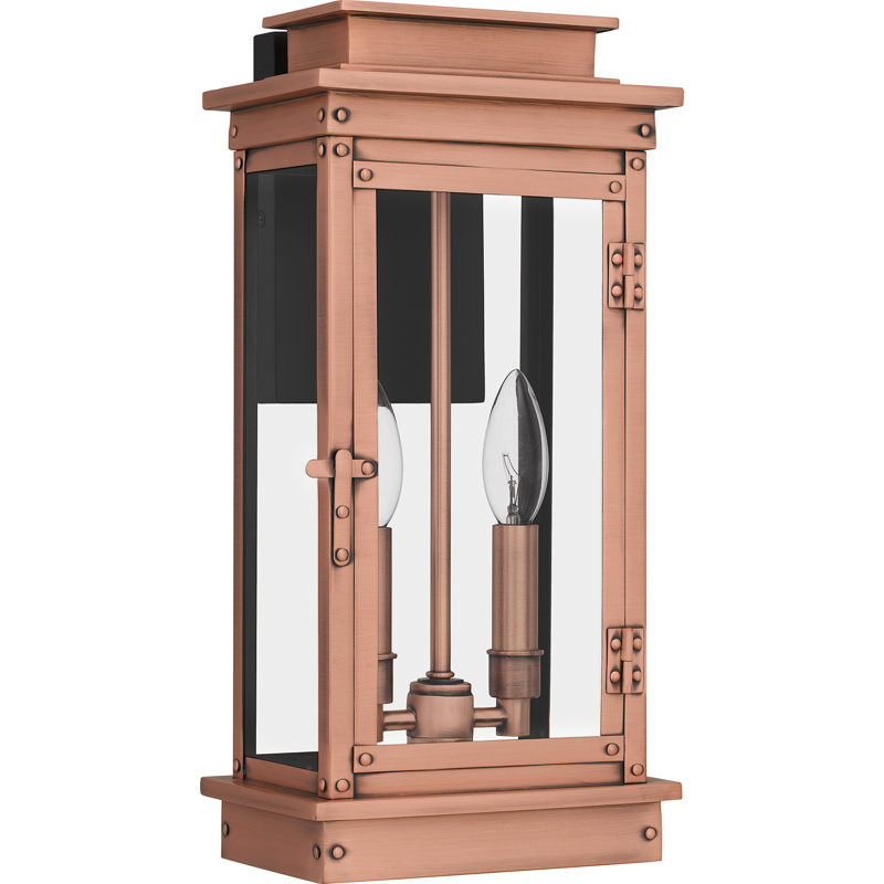 Emrey 2-Light Aged Copper Outdoor Wall Lantern