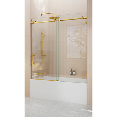 Eclipse 52 - 56 in. x 60 in. Fully Frameless Sliding Bathtub Door