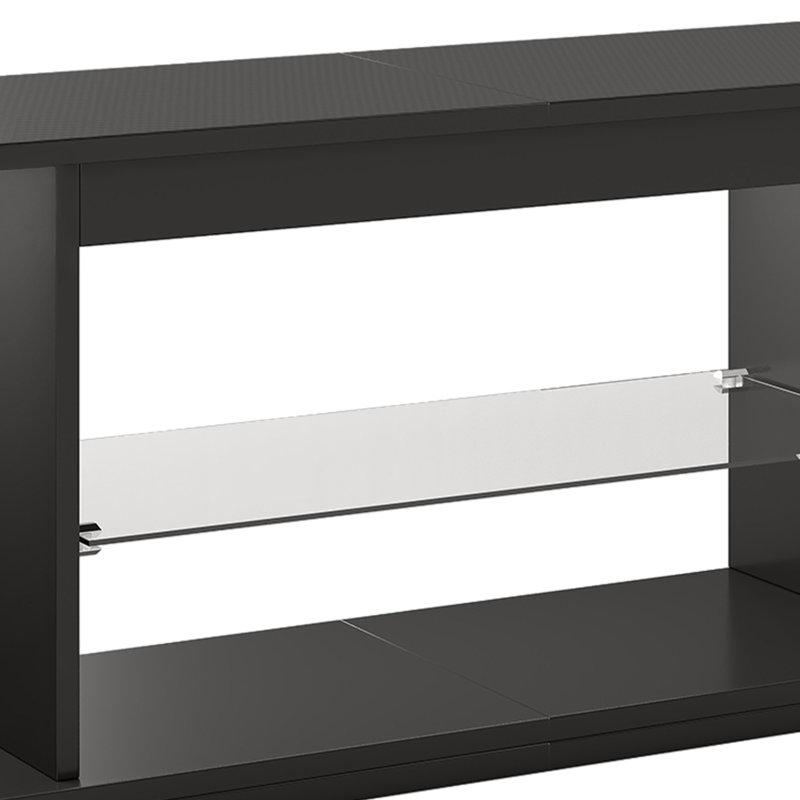 LED TV Unit for TVs up to 65 Inch, TV Cabinet , Gaming Entertainment Center with Adjustable Glass Shelf, Black