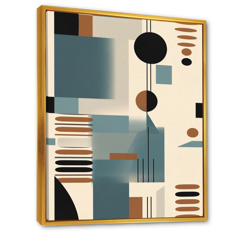 Crème bleu géométrique calme profonds I - impressions d'art minimaliste, H 44 po x l 34 po x P 1,5 po