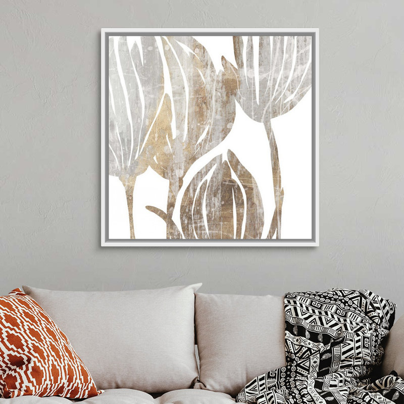 Reproduction d’art sur toile marbre marbre III-, Cadre blanc, H 38 po x l 38 po x P 1,75 po