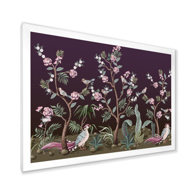 Chinoiserie avec oiseaux et pivoines I - Peinture sur toile