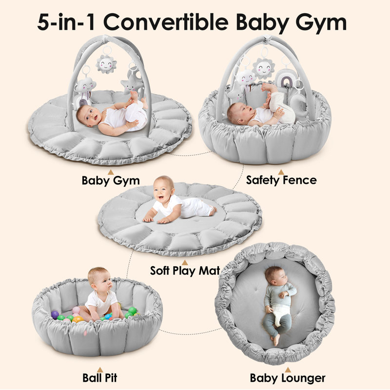 Tapis de jeu pour bébé 4-en-1 Baby Gym, Gris
